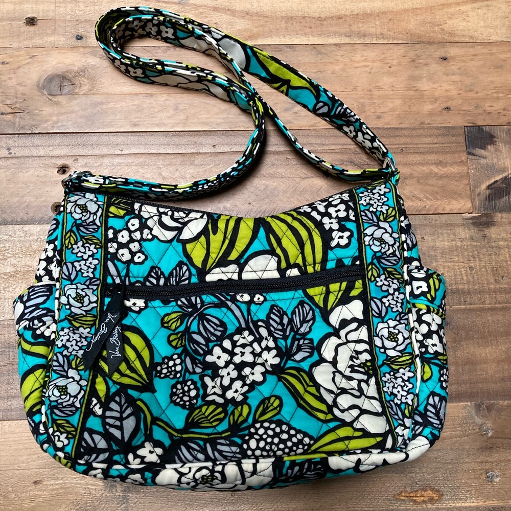 Vera Bradley Floral Shoulder Bag - Blue, Green, Black, White